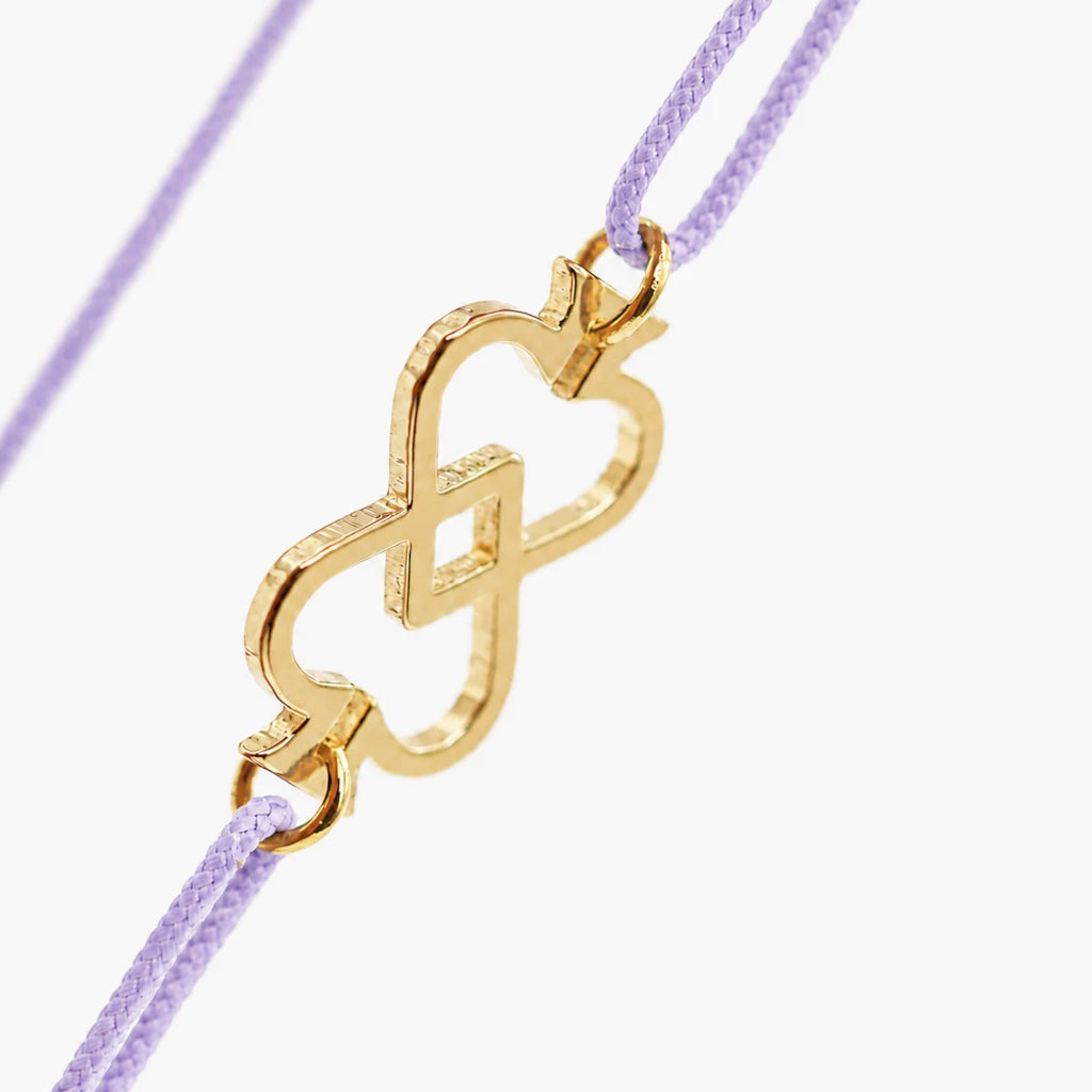 Bracelet cordon minimaliste lilas et finition dorée à l’or 18 carats – As de Pique