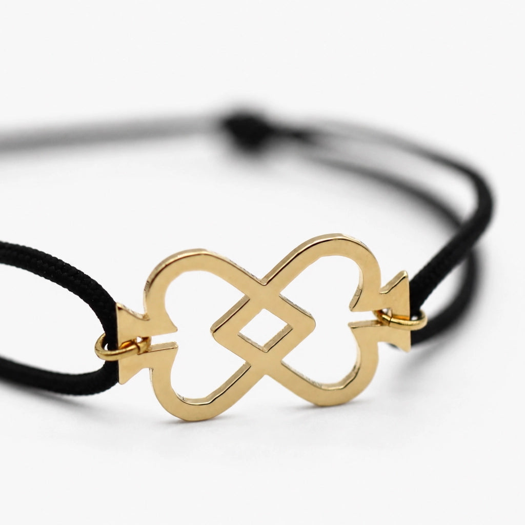 Bracelet cordon minimaliste noir et dorée or 18 carats - Grand modèle - As de Pique